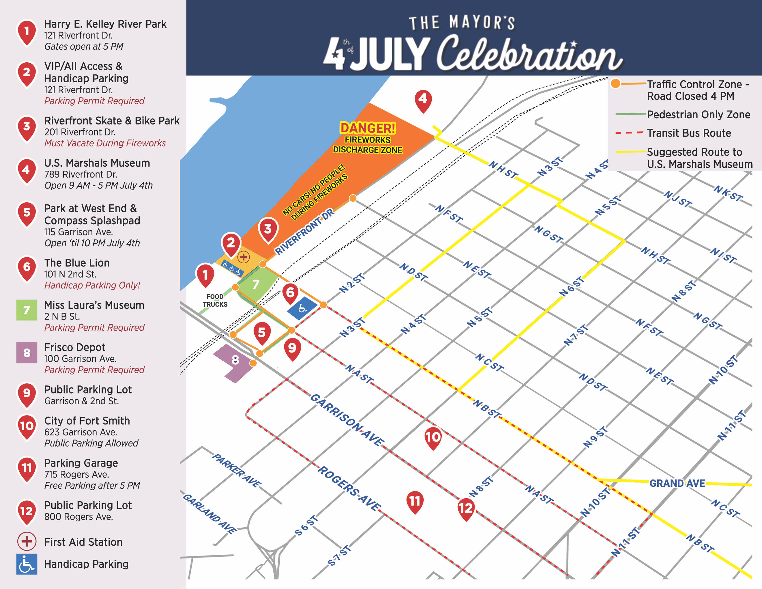 Event Map for the Mayor's 4th of July Celebration